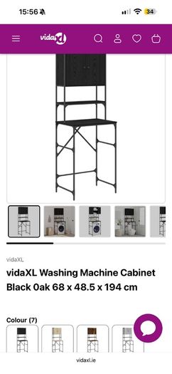 vidaXL Washing Machine Cabinet Black 0ak