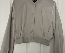 Zara Pistachio Cropped Bomber Jacket - Size M