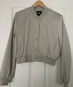Zara Pistachio Cropped Bomber Jacket - Size M