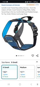 CarSafe Crash Tested Dog Safety Harness XS