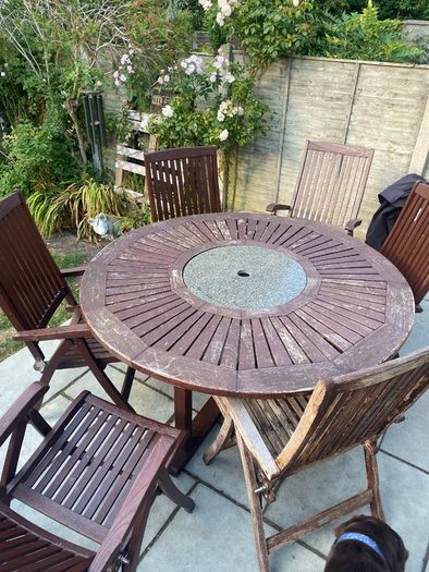 Teak garden table & chairs