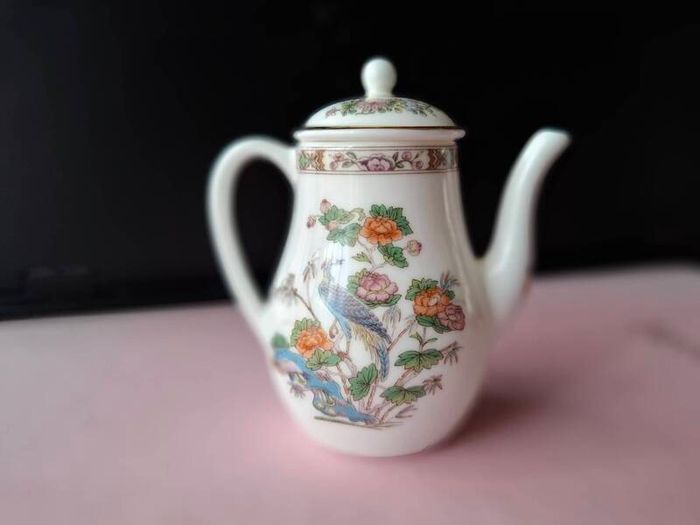 Vintage Wedgwood Kutani Crane Miniature Coffee Pot with Lid Bone China