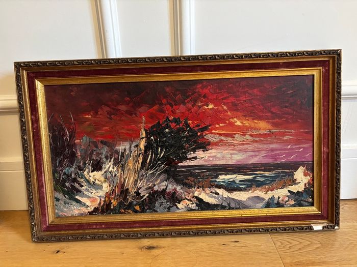 Dramatic Impasto Coastal Seascape Oil Painting