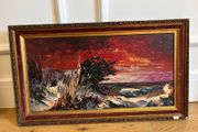 Dramatic Impasto Coastal Seascape Oil Painting