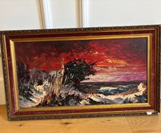 Dramatic Impasto Coastal Seascape Oil Painting