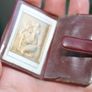 Vintage Religious catholic vermeil gold plated picture image plaque of Saint Christopher in original case Image 2