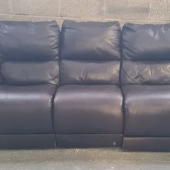 3 Seater Brown Leather Recliner Sofa