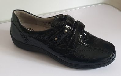 Waldlaufer Henni Ladies Velcro Shoe Black Patent Leather Wide Fit Size UK3.5 CAN POST
