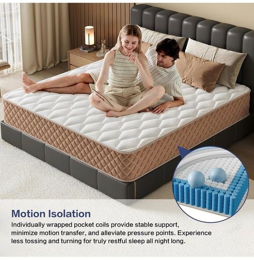 King Size Mattress, 10 Inch Memory Foam Mattress, 7-Zone Pocket Sprung, Medium Firm, Soft Fabric, Motion Isolated, Hybrid Mattresses in a Box