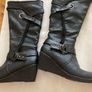 Black Knee High Boots / zip & wedge Heel/ Size 6 Image 3
