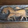 Vintage Wooden carved Wall plaque Horse and plough Image 2
