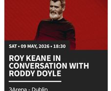 Roy Keane ticket in 3 arena