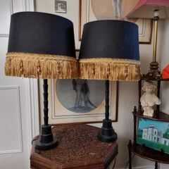 2 x Art Deco Style Fringed Lamps