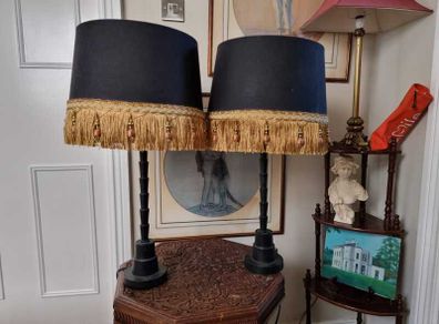 2 x Art Deco Style Fringed Lamps