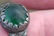 Medieval Nomad Green Garnet Bronze Ring 9th-13th AD