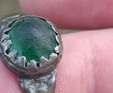 Medieval Nomad Green Garnet Bronze Ring 9th-13th AD