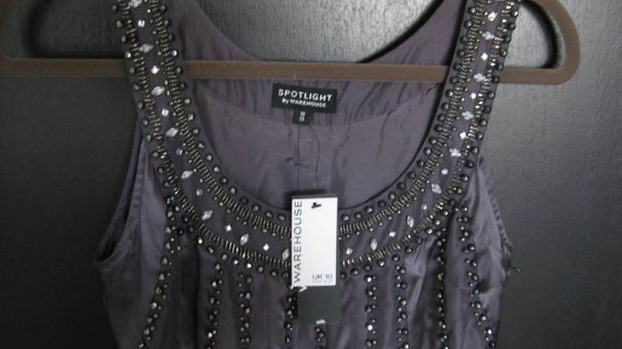 Spotlight by WAREHOUSE ladies  Plum colour occasion dress with detailing  Uk size 10/small