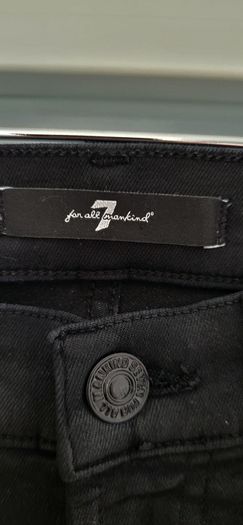 7 for All Mankind Black High Waist Glossy Coating Crystal Gunmetal Skinny Jeans Sz 26 (Fit 8UK) - Rrp 240 (New)