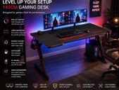 Gaming Desk with LED Lighting, PC Holder & Accessories 140 cm