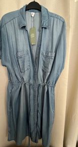 New H&M Denim Tunic Dress with Drawstring Waist