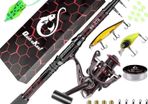 Fishing Rod and Reel Combos, Unique Design With X-Warping Painting, Carbon Fiber Telescopic Fishing Rod with Reel Combo Kit with Tackle Box, Best gift for Fishing Beginner and Angler (FREE POSTAGE)