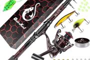 Fishing Rod and Reel Combos, Unique Design With X-Warping Painting, Carbon Fiber Telescopic Fishing Rod with Reel Combo Kit with Tackle Box, Best gift for Fishing Beginner and Angler (FREE POSTAGE)