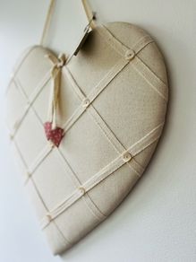 Linen heart notice board