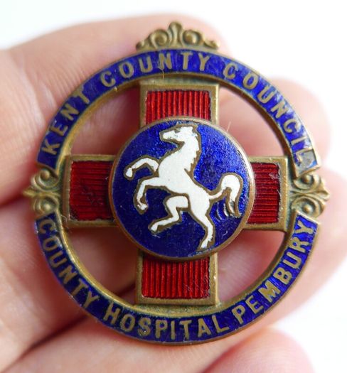 Vintage Pembury Hospital Enamel Badge White Horse of Kent