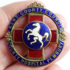 Vintage Pembury Hospital Enamel Badge White Horse of Kent
