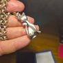 Vintage Stamped Sterling Silver Heavy Elaborate Chain and Cat Pendant Image 8