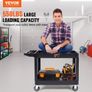 Utility Service Cart, 2 Shelf 249.5 kg Heavy Duty Plastic Rolling Utility Cart with 360 Swivel Wheels (2 with Brakes), Large Lipped Shelf, Ergonomic Storage Handle for Warehouse/Garage/Cleaning Image 2