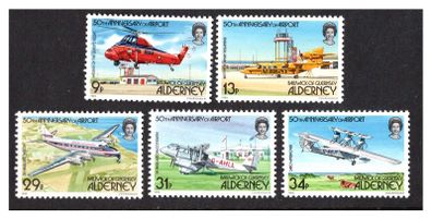 1985 Alderney 50th Anniversary of Alderney Airport Commemorative Stamps Mint Never Hinged (MNH)