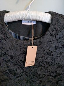 NEW  Black Wool Coat with Lace overlay