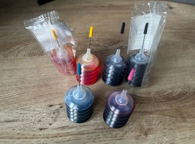 Printer Ink Set  6 Bottles Black, Red, Blue, Magenta
