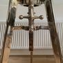 Metal and Glass Crank Table + Cooper Swivel Counter Stools Image 3