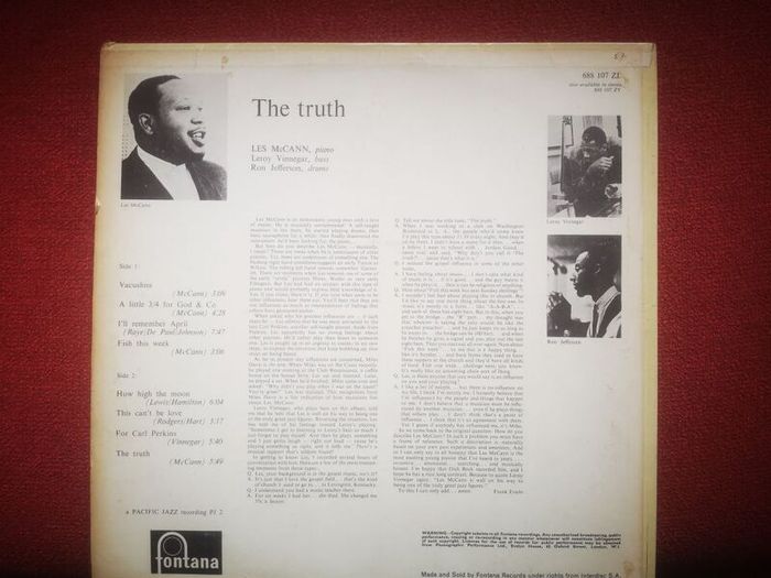 Les Mc Cann - The Truth UK Fontana Mono Jazz Lp