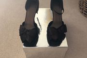 Brown Shoes with peep toe and front bow detail