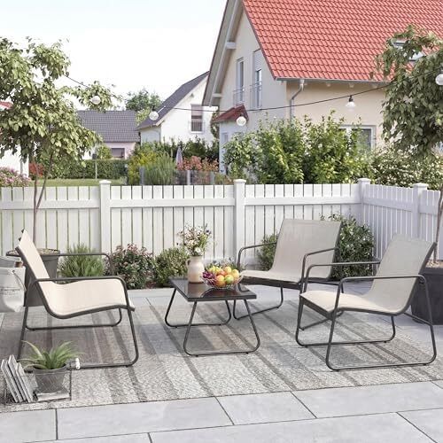 4 Pieces, Garden Table and Chairs