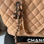 CHANEl Large City Shopping Tote Quilted Caviar Leather Beige Image 2