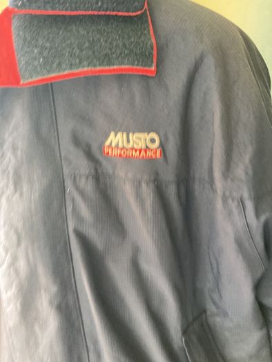 Free Post - MUSTO Performance Sailing Navy Jacket - Coat with Red Trim and Navy Padded Lining - Size S