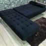 Black Corner Sofa Bed with Chaise Longue, Aroa xs Image 3