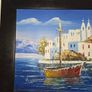 Oil on Canvas by Vinno Mediterranean Scene - Framed Image 2