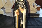 Beautiful Old Statue of  St. Martin de Porres, the Saint holding a broom and a book, accompanied by a Dog and a Dove at his feet, Postage Available or Collection