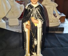 Beautiful Old Statue of  St. Martin de Porres, the Saint holding a broom and a book, accompanied by a Dog and a Dove at his feet, Postage Available or Collection