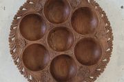 Vintage carved walnut serving dish