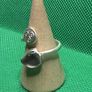 Handmade Celtic sterling silver ring with sea glass and Triskele. Size N and adjustable Image 2
