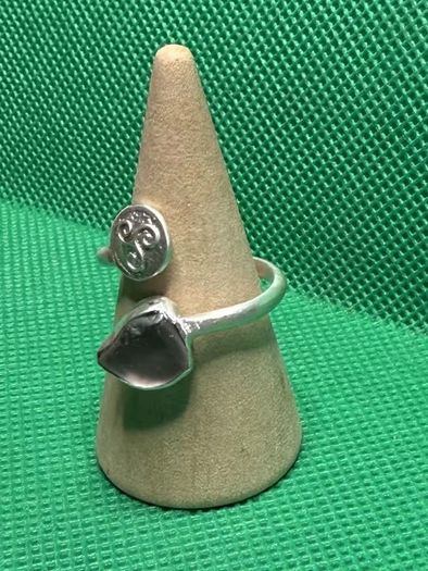 Handmade Celtic sterling silver ring with sea glass and Triskele. Size N and adjustable