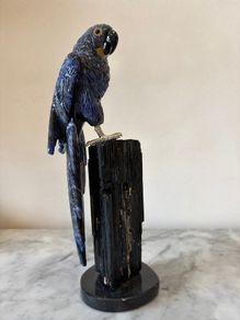 Large Hand-Carved Blue Sodalite Macaw