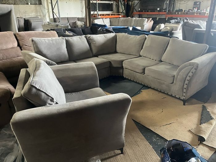 Grey corner sofa + matching armchair