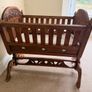 Beautiful Vintage Hand-Carved Wooden Rocking Cradle Image 2
